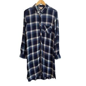 Flannel Shirt Womens Dress Large‎ Blue Plaid Country Cowgirl Casual Cabincore
